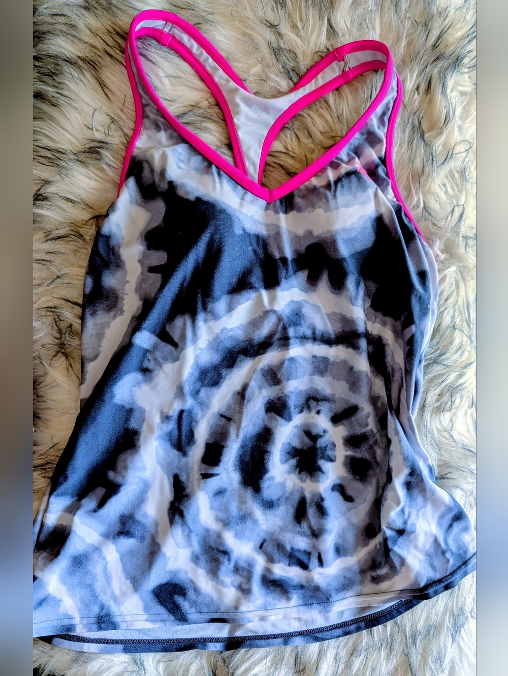 Women's Pink-Trim Tie-Dye Tankini Top Size 10